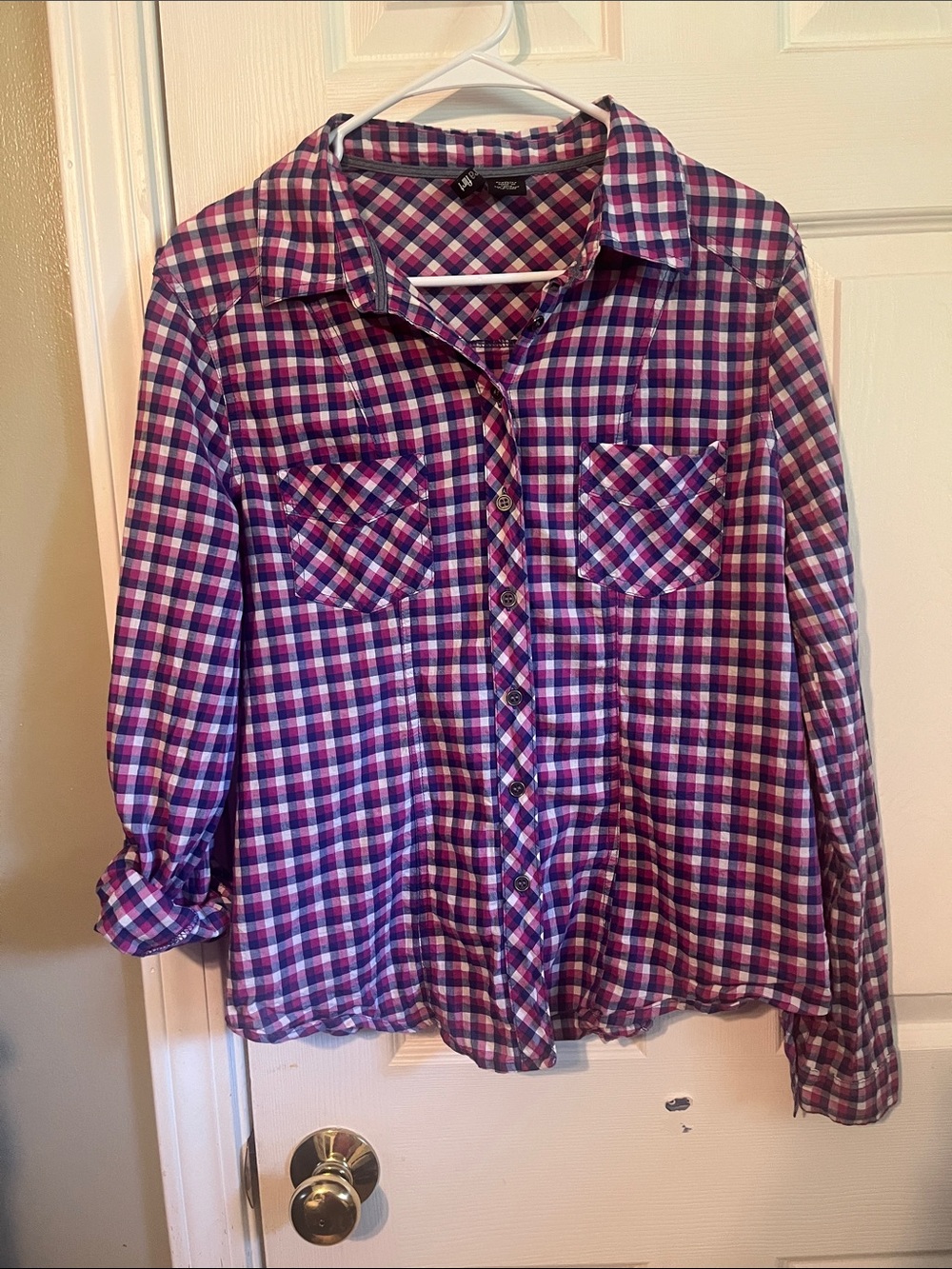 Girls XL Plaid Button-Up Shirt